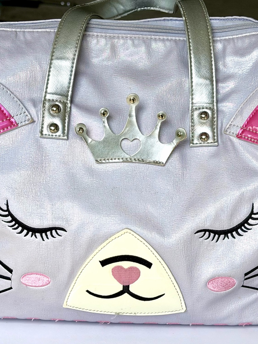 Under One Sky Silver and Pink Unicorn-Cat Tote for Kids